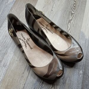 Melissa x Vivienne Westwood Anglomania Rubber Animal Print Flats Women's 5